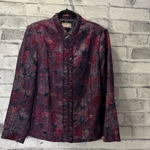 TanJay Vintage Maroon Patterned Zip Up Jacket